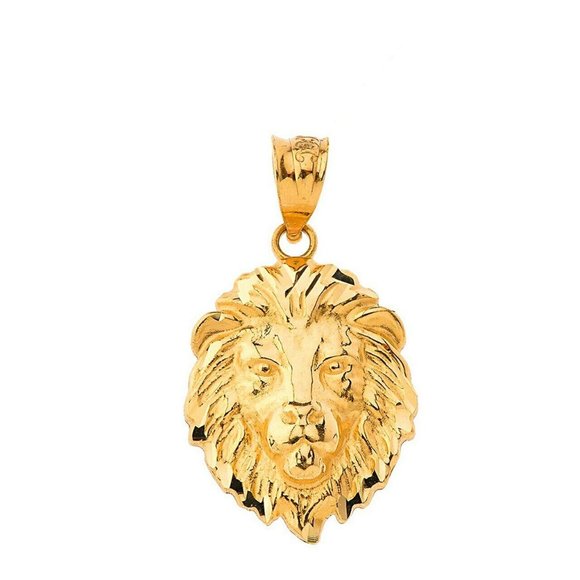 14k Solid Gold Lion Face Head Animal S Pendant